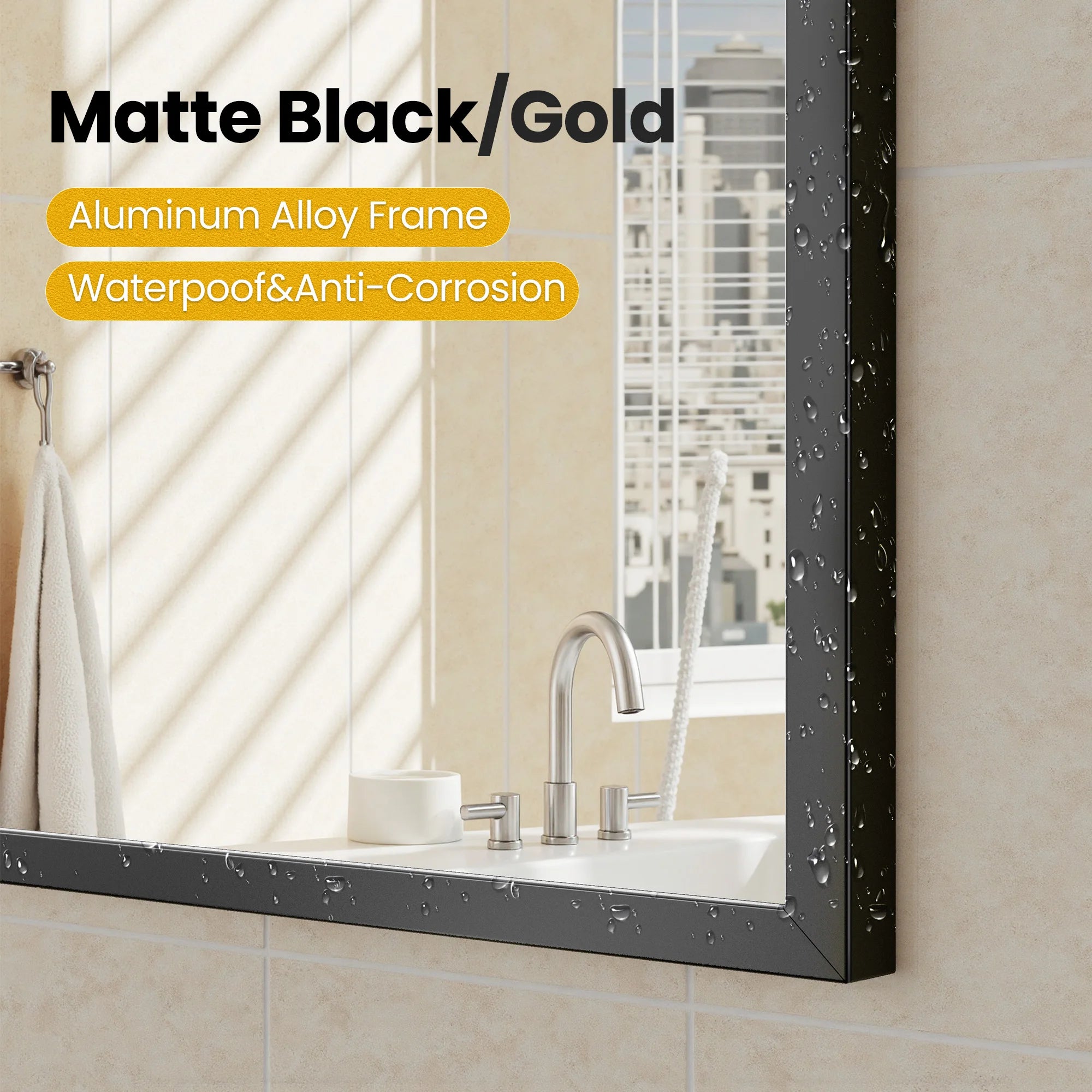 26x38 Arched Wall Mirror with Metal Frame & HD Glass