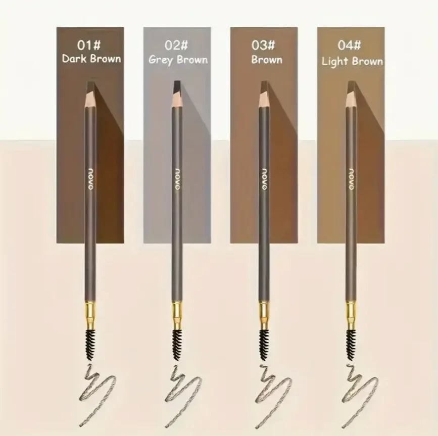 Lot de 4 crayons à sourcils étanches avec goupillon pour des sourcils naturels