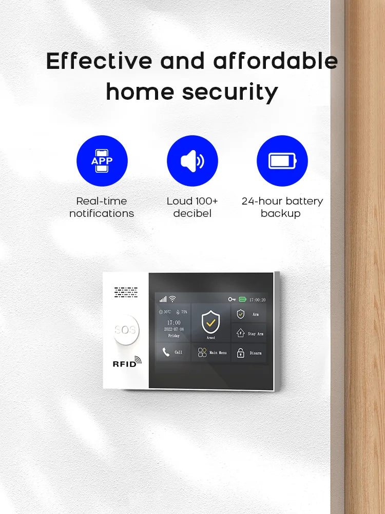 Tuya Smart Life APP Compatible Wireless GSM Alarm System WiFi Burglar Detection Real-Time Alerts for Home Garage Office Shop