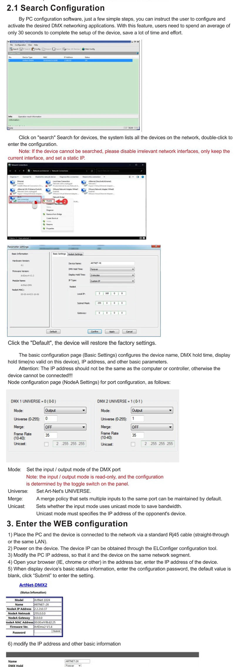 Interfaccia Ethernet Art-Net a DMX per illuminazione