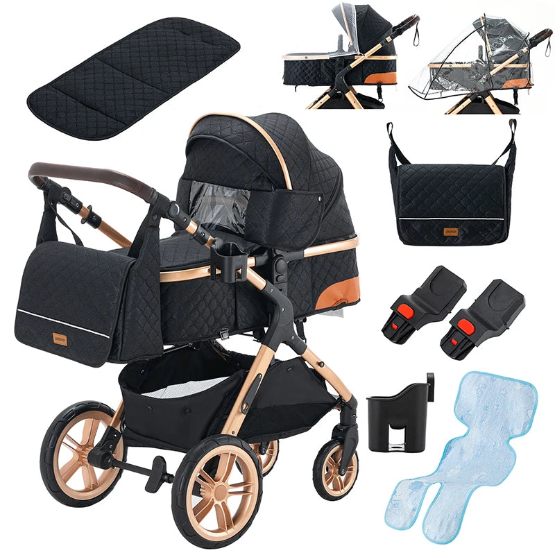 3‑in‑1 Luxury Baby Stroller Travel System