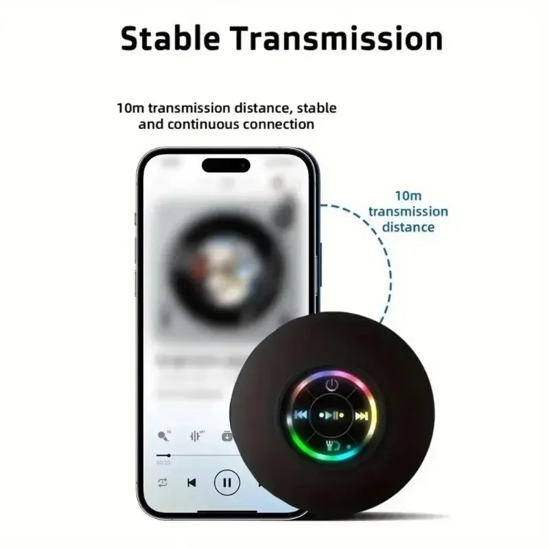 2025 New bathroom waterproof wireless LED suction Cup Mini Bluetooth speaker Portable outdoor sports stereo speakers