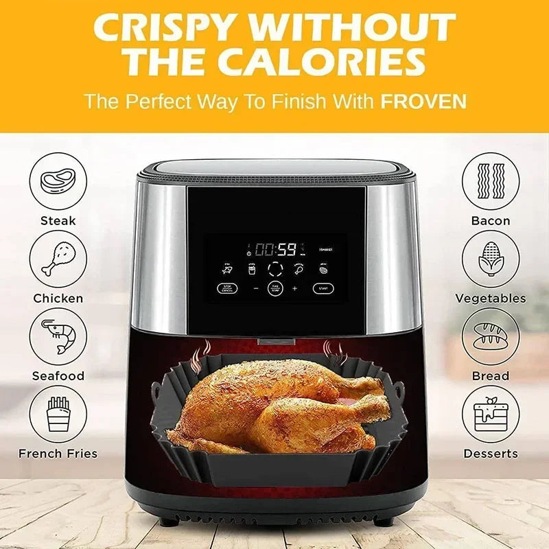 Silicone Air Fryer Basket Liner, Round Square Reusable Pan Liner