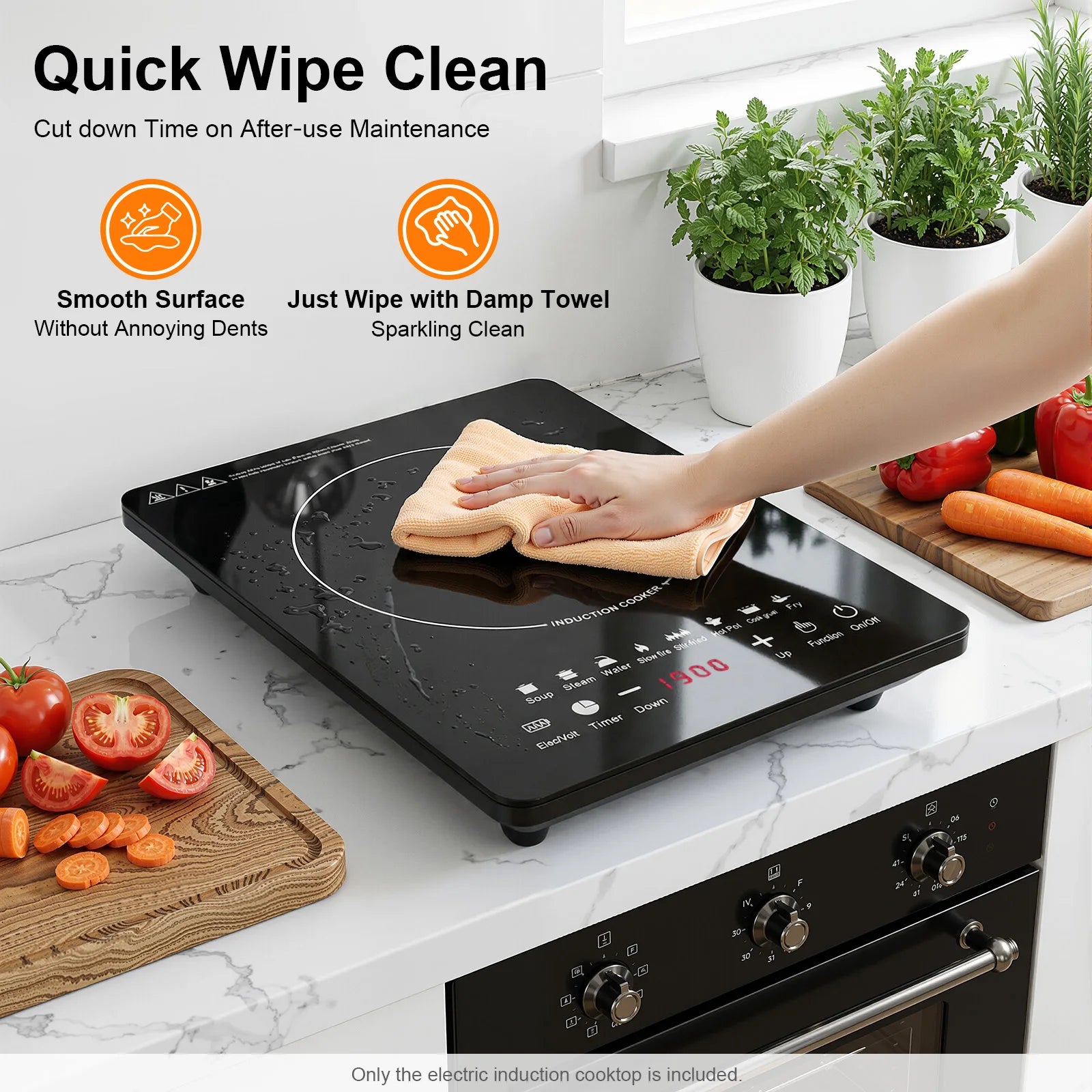 8-Level Induction Cooktop with Timer, 750W Countertop Stove