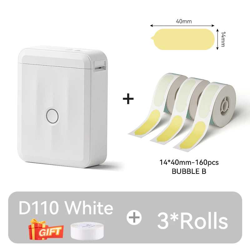 D110 Upgraded Version Thermal Label Printer Mini Portable Smart Label Maker With Tape