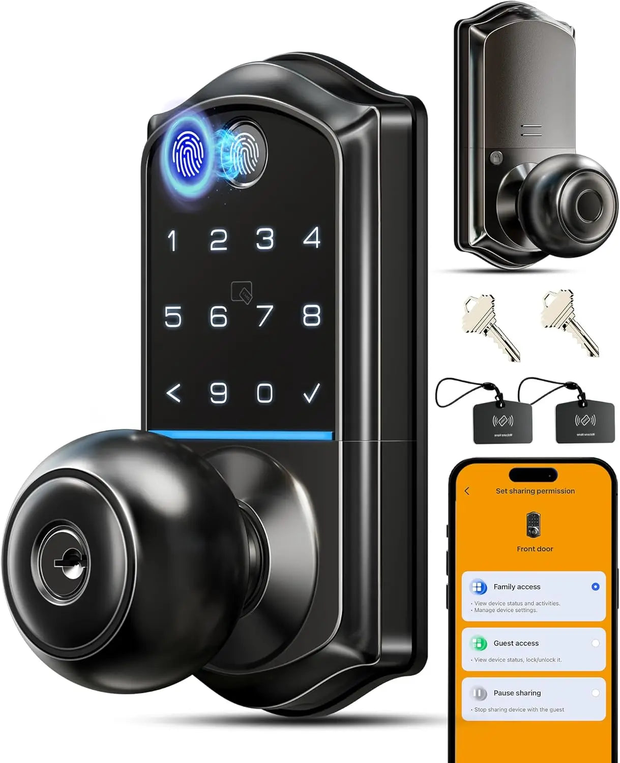 Cerradura inteligente para puerta con huella digital, control por app y entrada sin llave