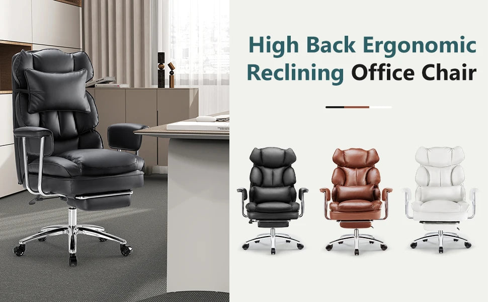 Ergonomic Office Chair with Footrest, Lumbar Support & Recline