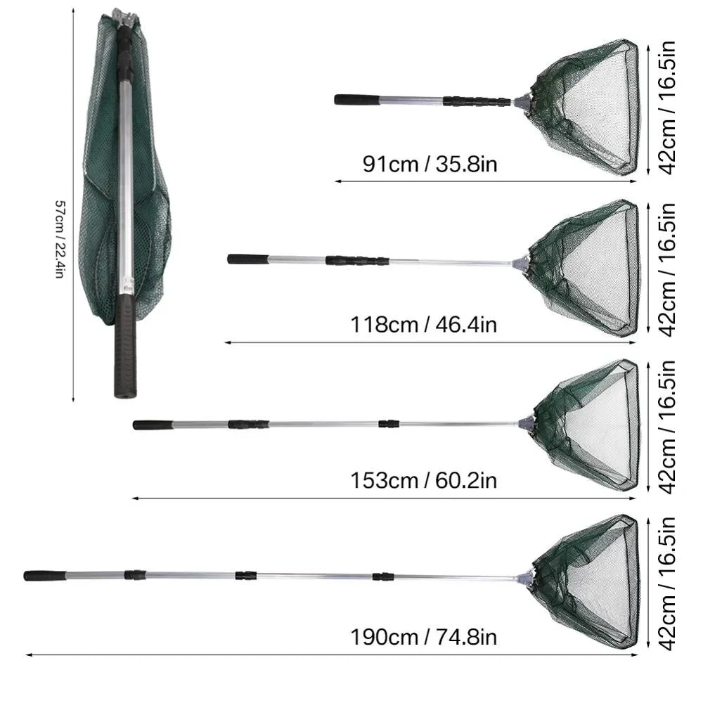 Telescopic Folding Fishing Landing Net with Long Extendable Handle