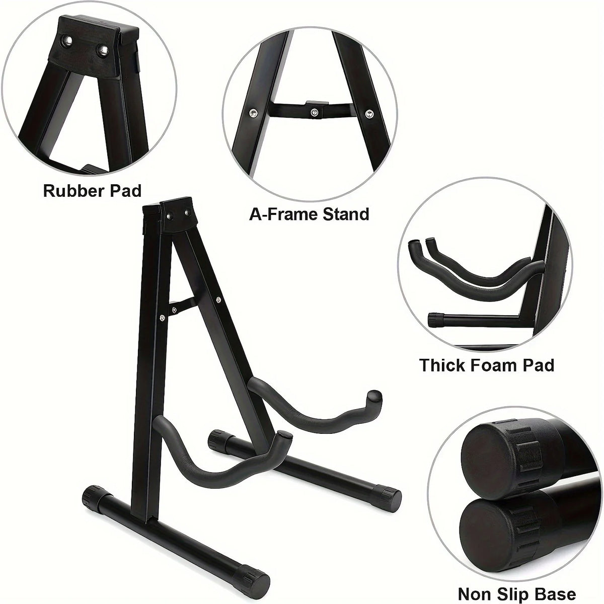 Folding A-Frame Metal Guitar Stand for Acoustic and Bass