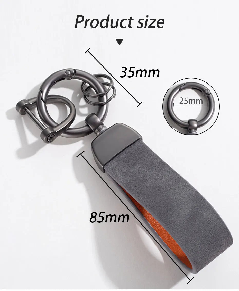 SEAMETAL Suede Car Keychain Ring Vintage Leather Zinc Alloy Key Chain Keys Holder Universal Luxury Keyring Car Accessories