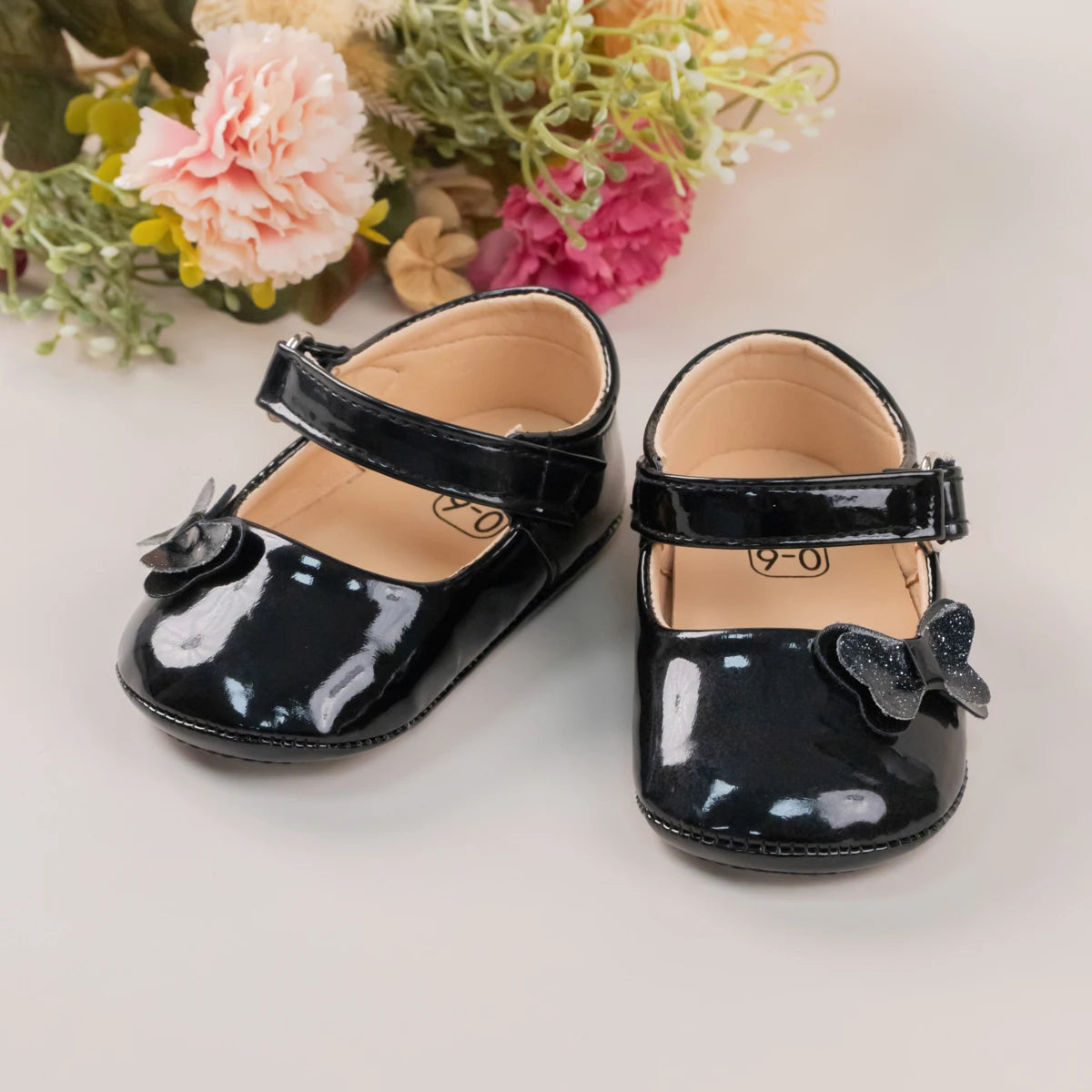 Newborn Baby Non‑Slip PU Walking Shoes with Soft Rubber Bottom