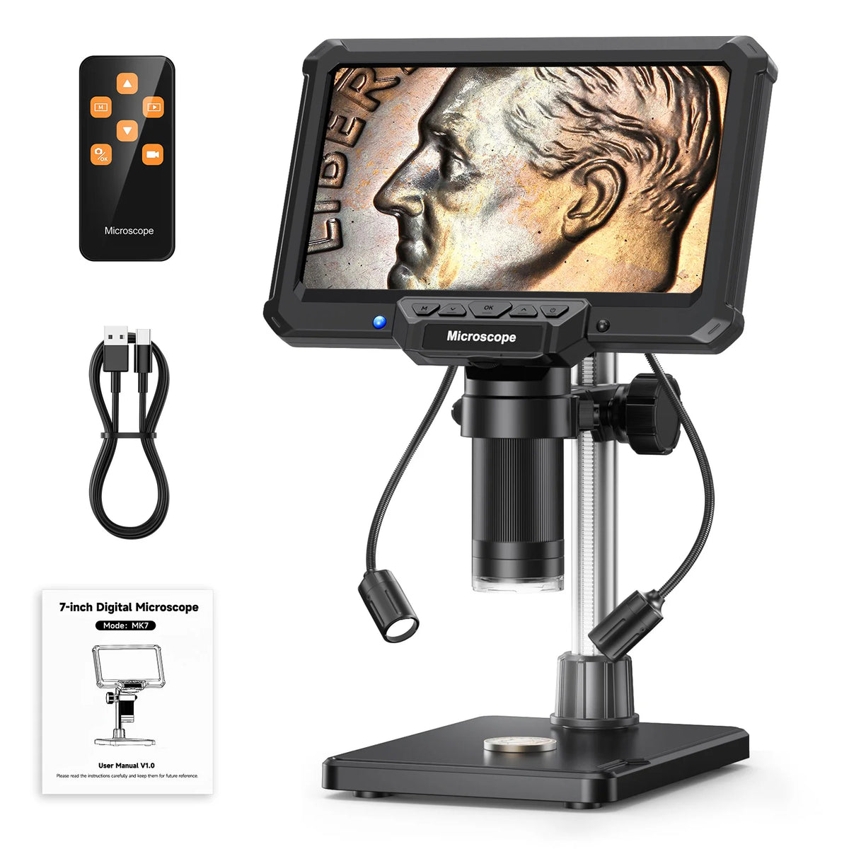 7-Inch Digital Microscope with Stand