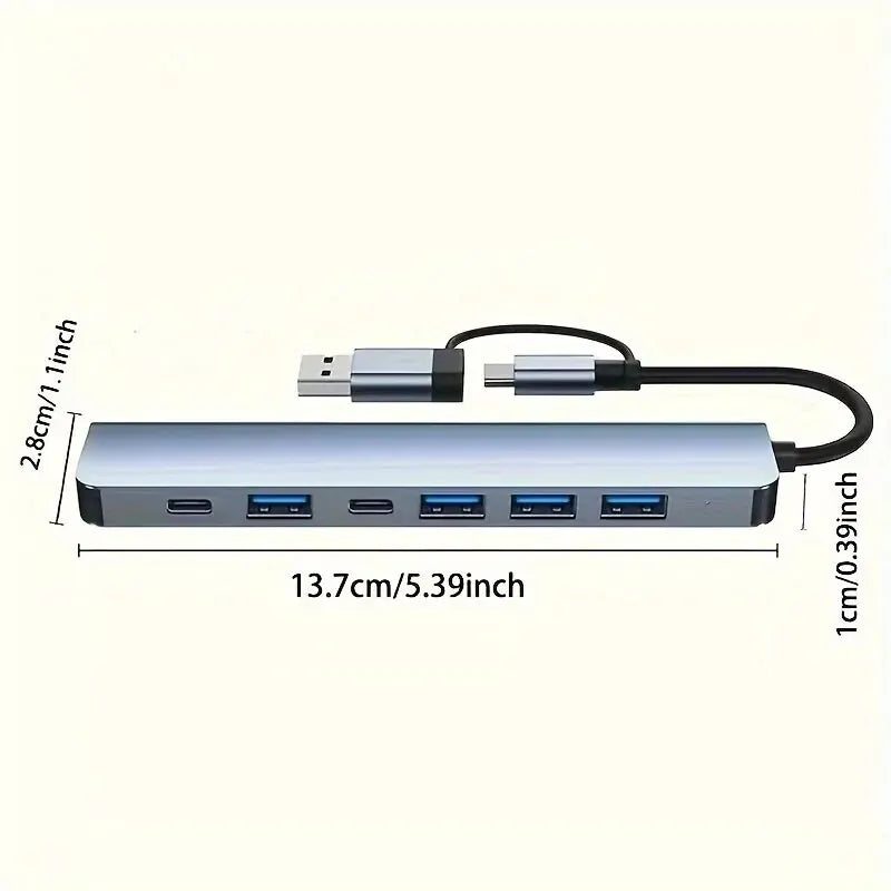 USB-hubb med sju portar och USB-A- eller USB-C-alternativ