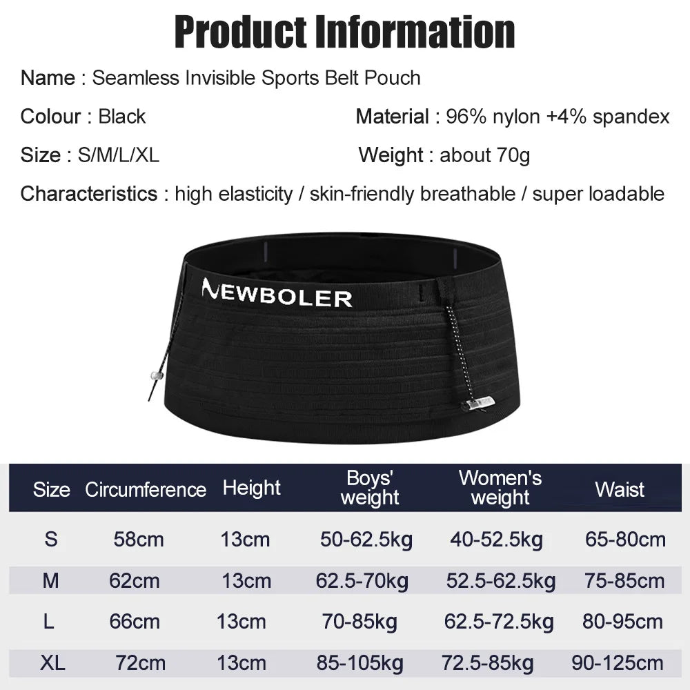 NEWBOLER Elastic Sports Waist Bag Pack Running Race Number Belt Triathlon Marathon Race Cycling Mountaineering Phone Waist Bag