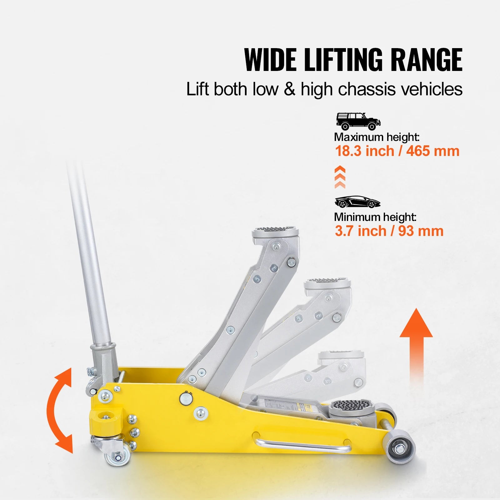 3 Ton Lage Profiel Aluminium Krik met Dubbele Pomp Hefmechanisme