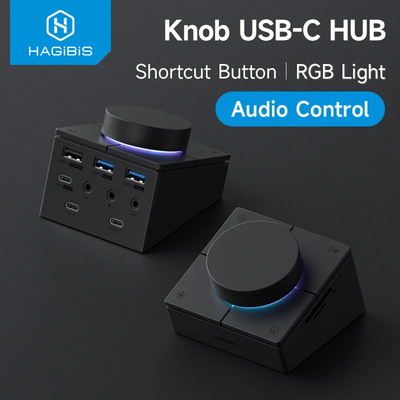 USB-C Desktop Hub with Volume Knob Options