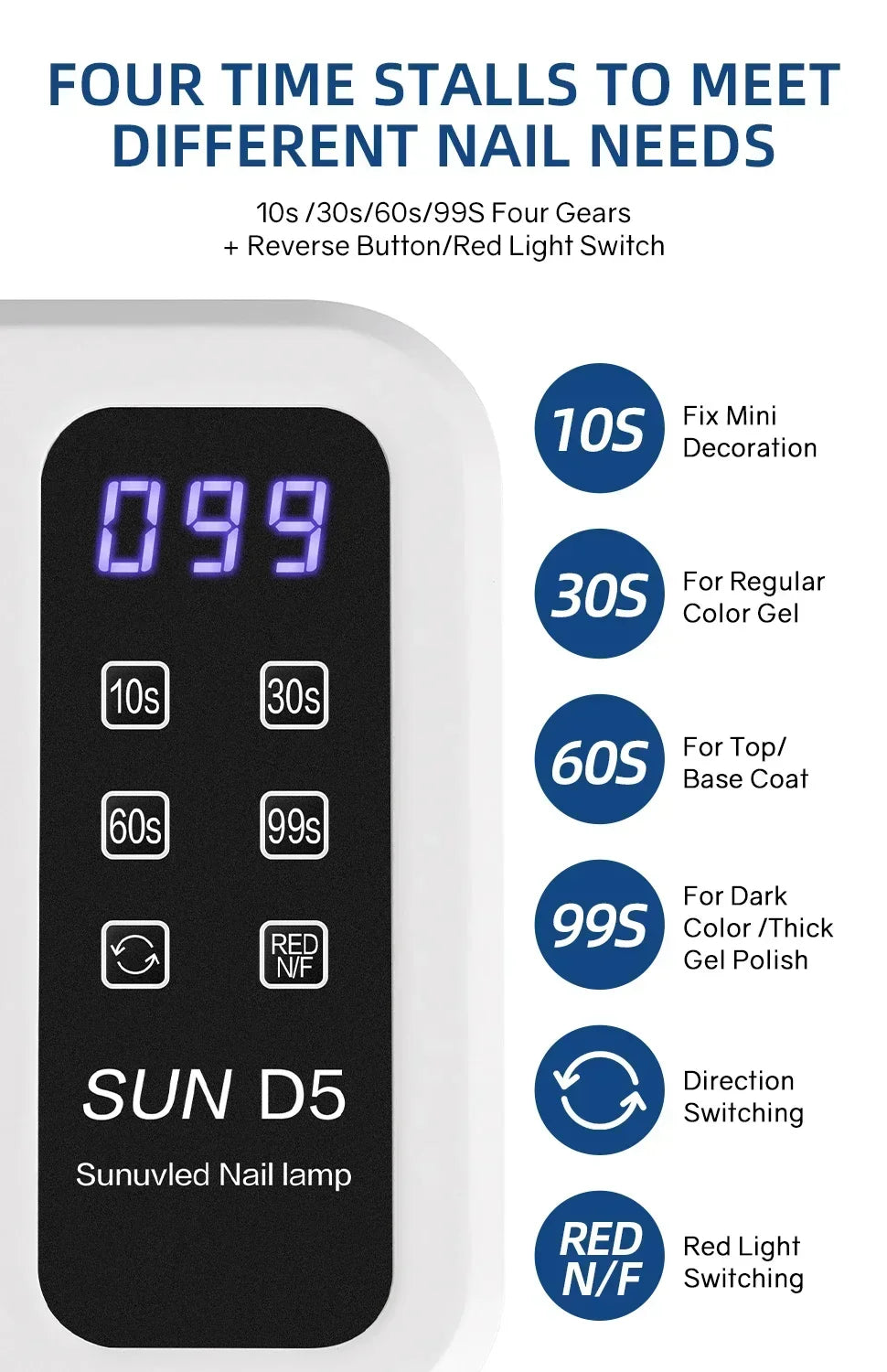 480W UV LED Nail Lamp with Large Space and Whitening Mode
