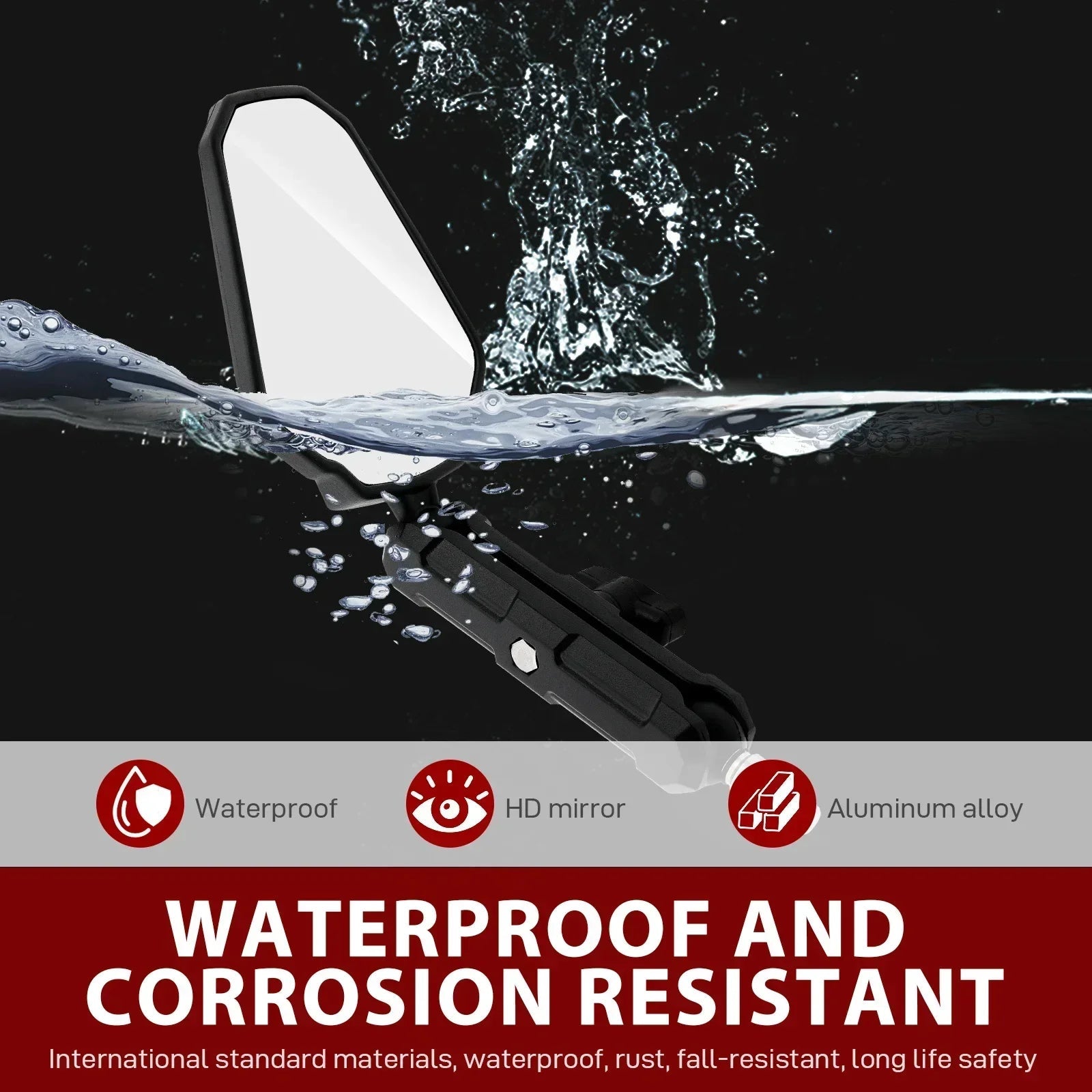 Universal Motorcycle Mirrors Angle Adjustable Folding Handlebar Side Mirror Compatible with Adventure Dirt Street Bike