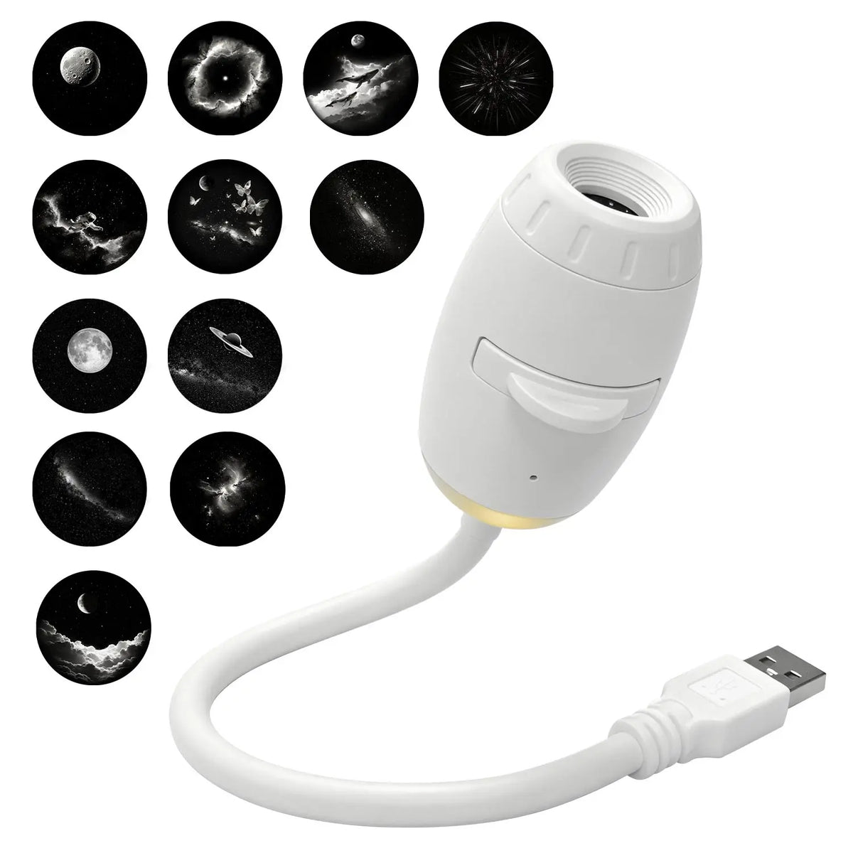 Mini projetor USB de galáxias e luz de presença