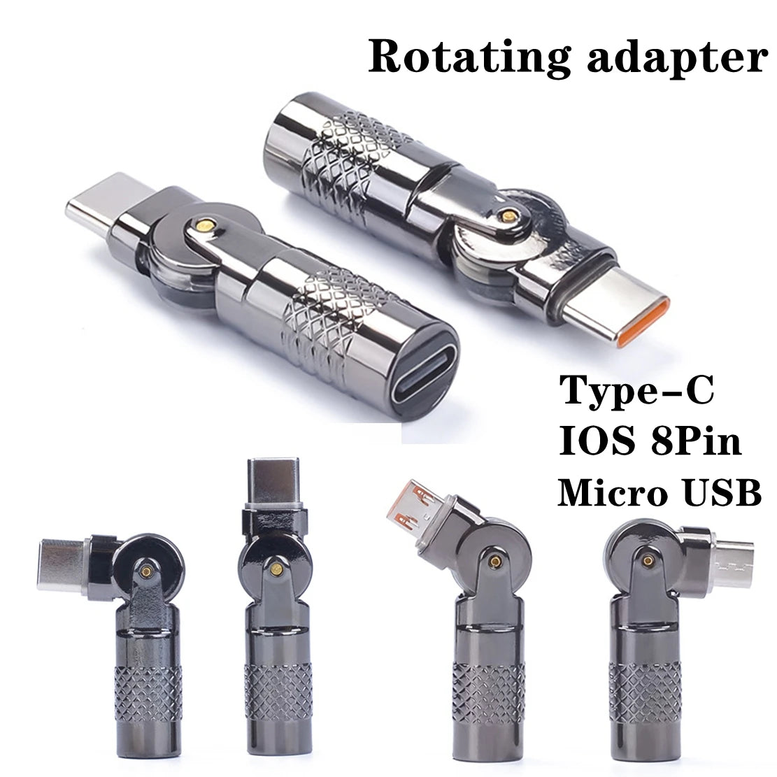 Adaptér USB Type-C s otočením o 180 stupňov, konektor USB Type-C samec na Micro USB samica, prevodník, rýchle nabíjanie 27 W 60 W, dátový kábel