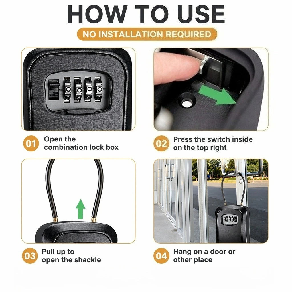 Four-Digit Key Lock Box with Removable Hanger