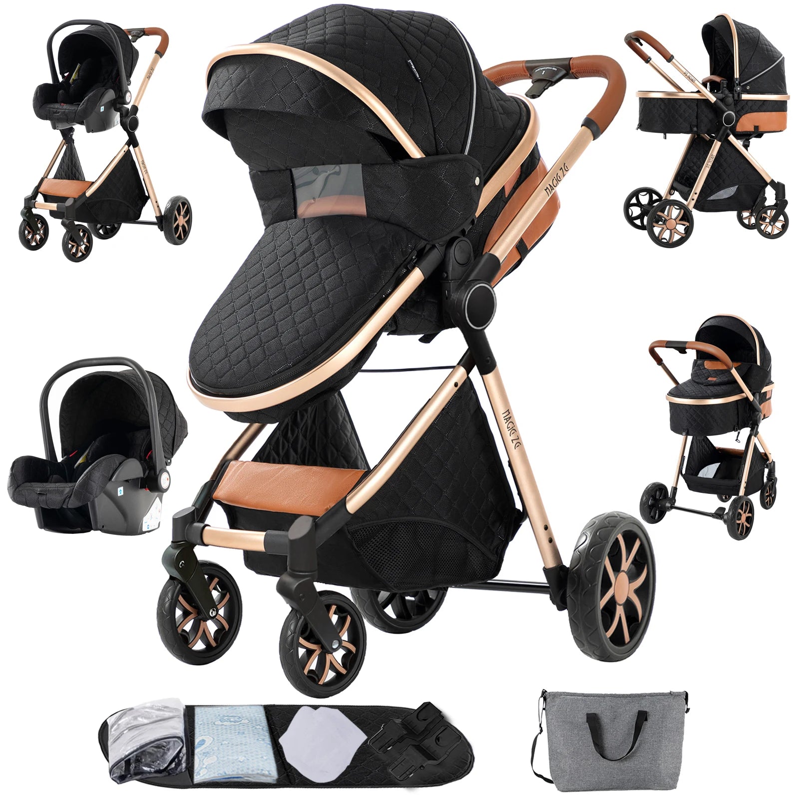 3-in-1 High Landscape Baby Stroller Travel System