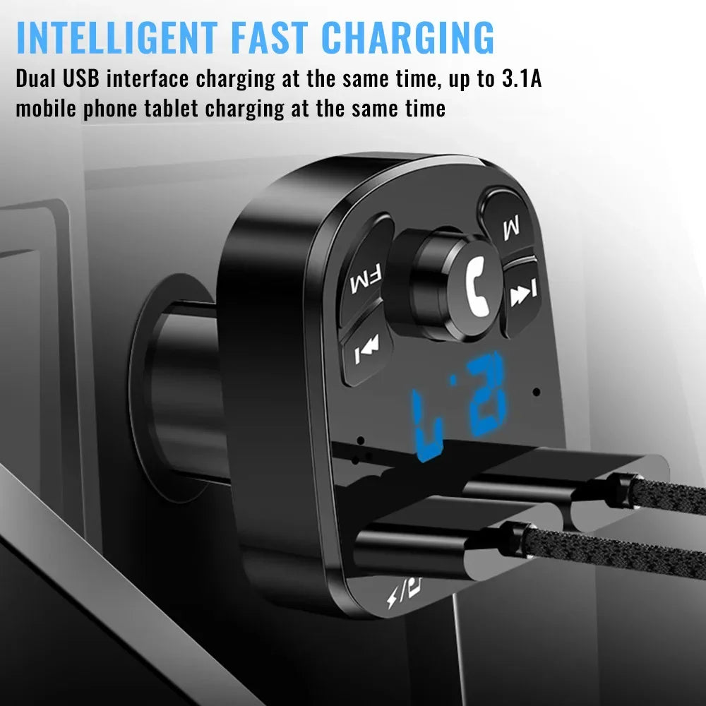 Bluetooth 5.0 Car FM Transmitter with Dual USB