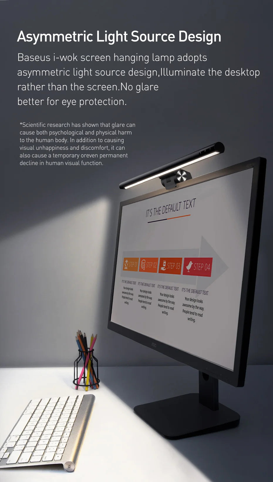 LED svetelný panel na monitor s nastaviteľnou farbou a dotykovým stmievacím ovládaním