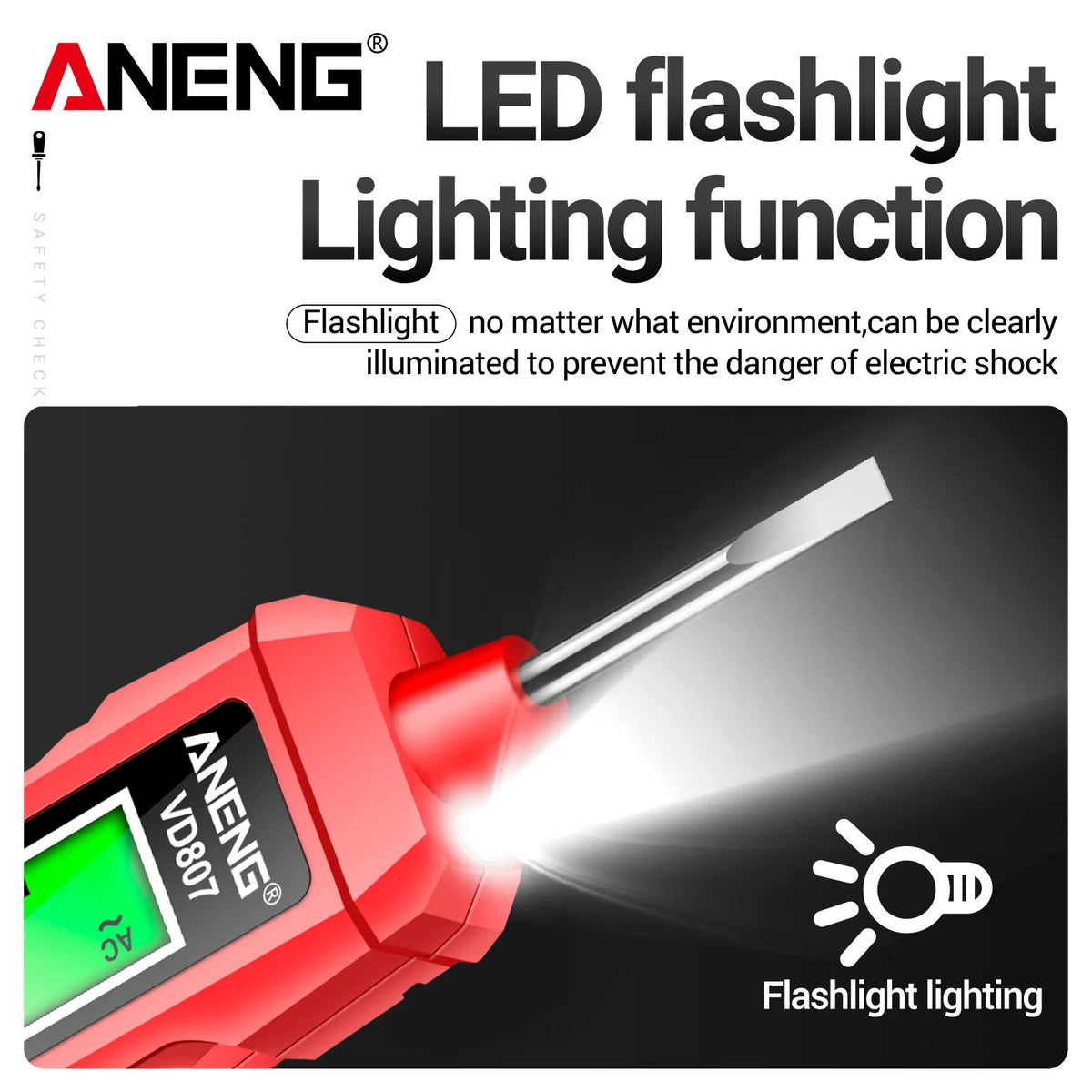 VD807 AC Voltage Tester Pen with LED Light