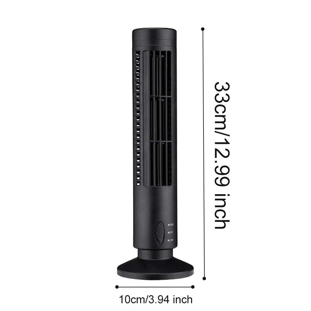 Beznástrojový LED věžový ventilátor s USB napájením a 90° oscilací