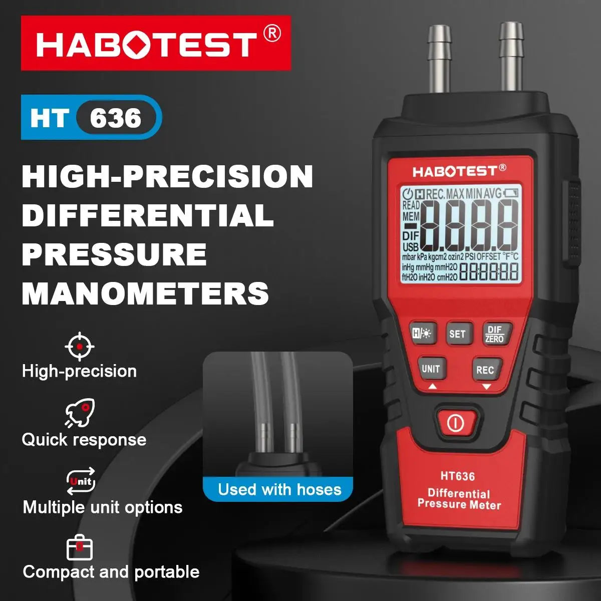 HT636 differentiële luchtdrukmanometer
