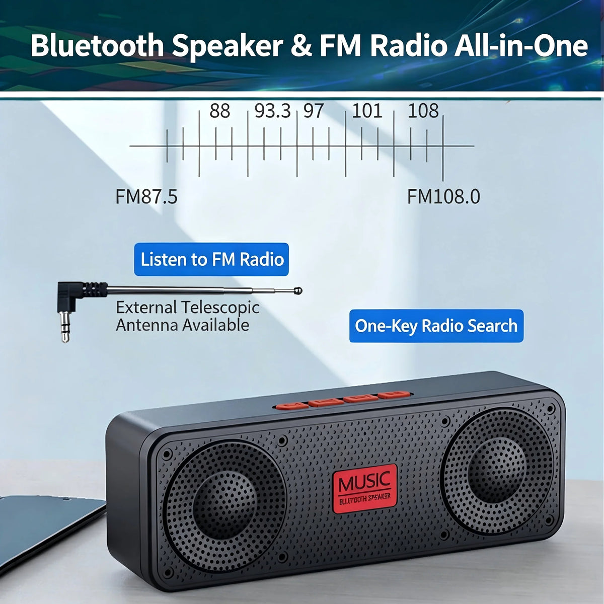 Enceinte Bluetooth portable S18 avec FM et AUX