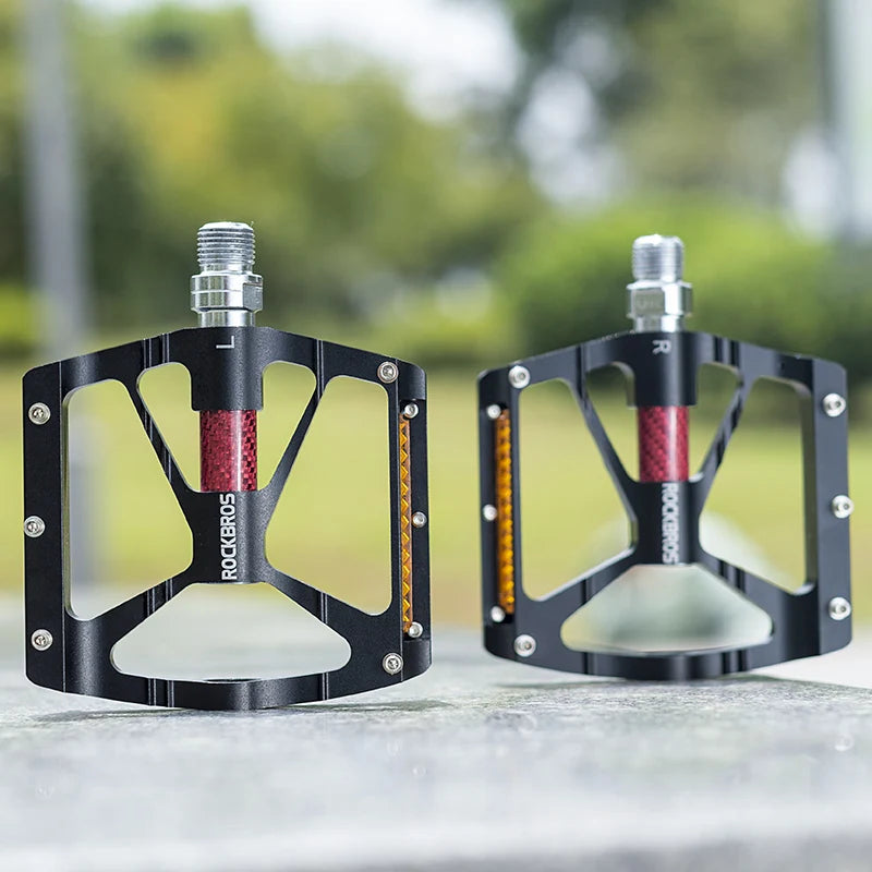 Aluminum Alloy Bike Pedals with Non-Slip Grip & Reflective Safety