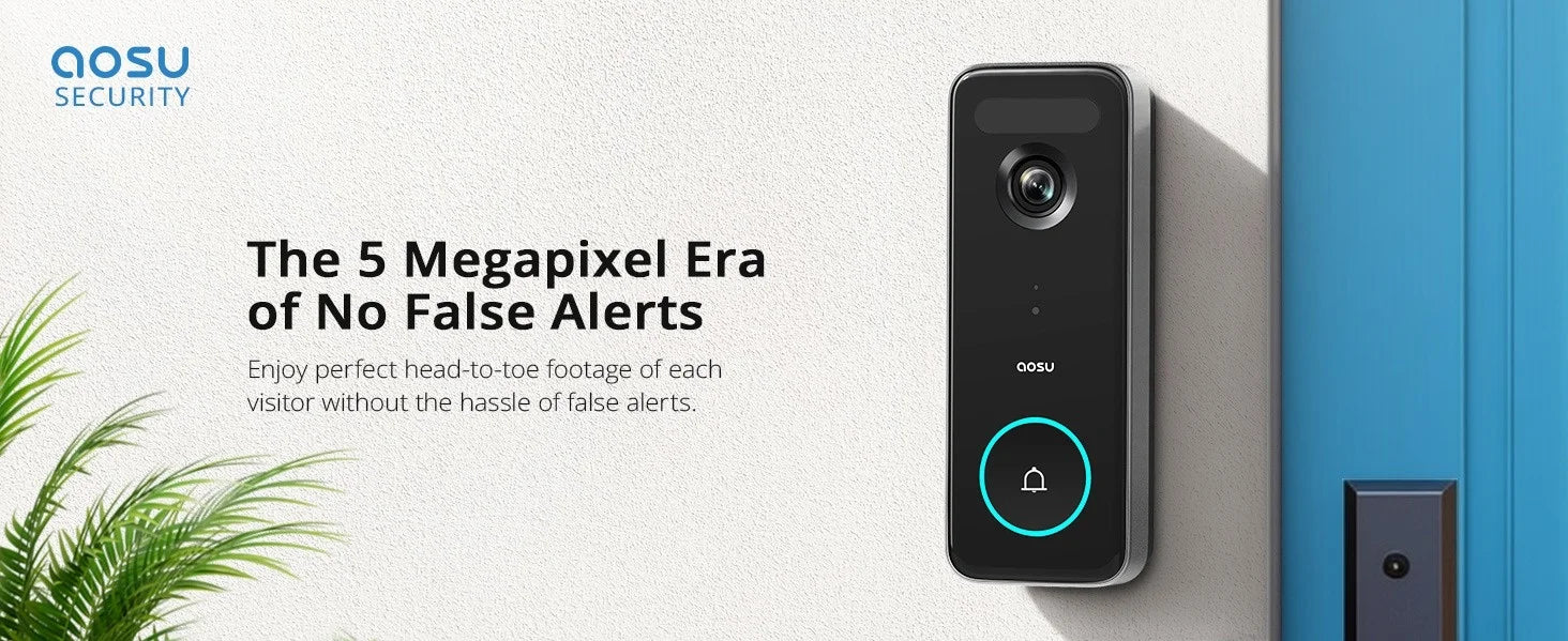 AOSU 3MP WiFi Video Doorbell with 2K Clarity and AI Detection