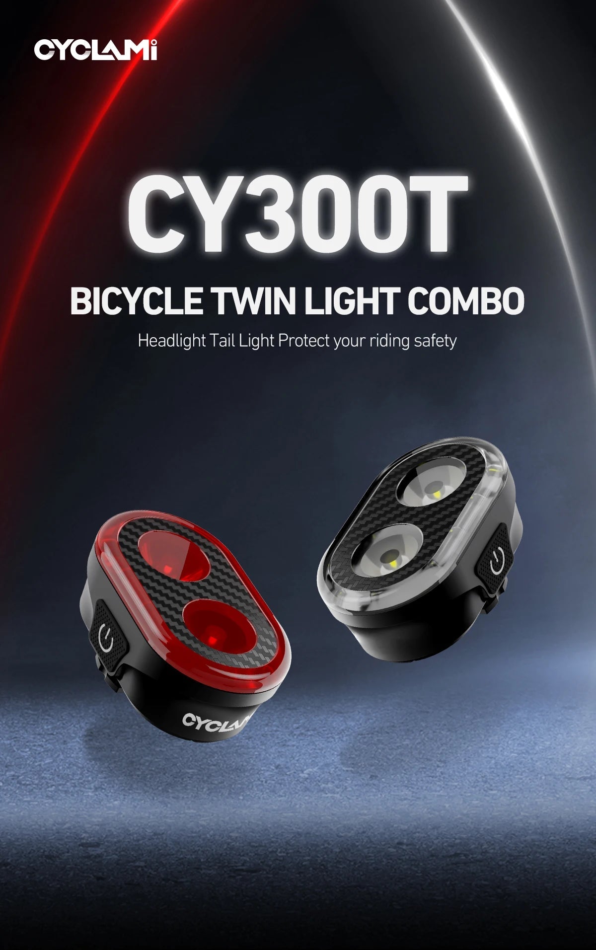 CYCLAMI CY300T Bicycle Smart Brake Sensing Front Rear Light Waterproof MTB Road Bike Lights Cycling Accessories
