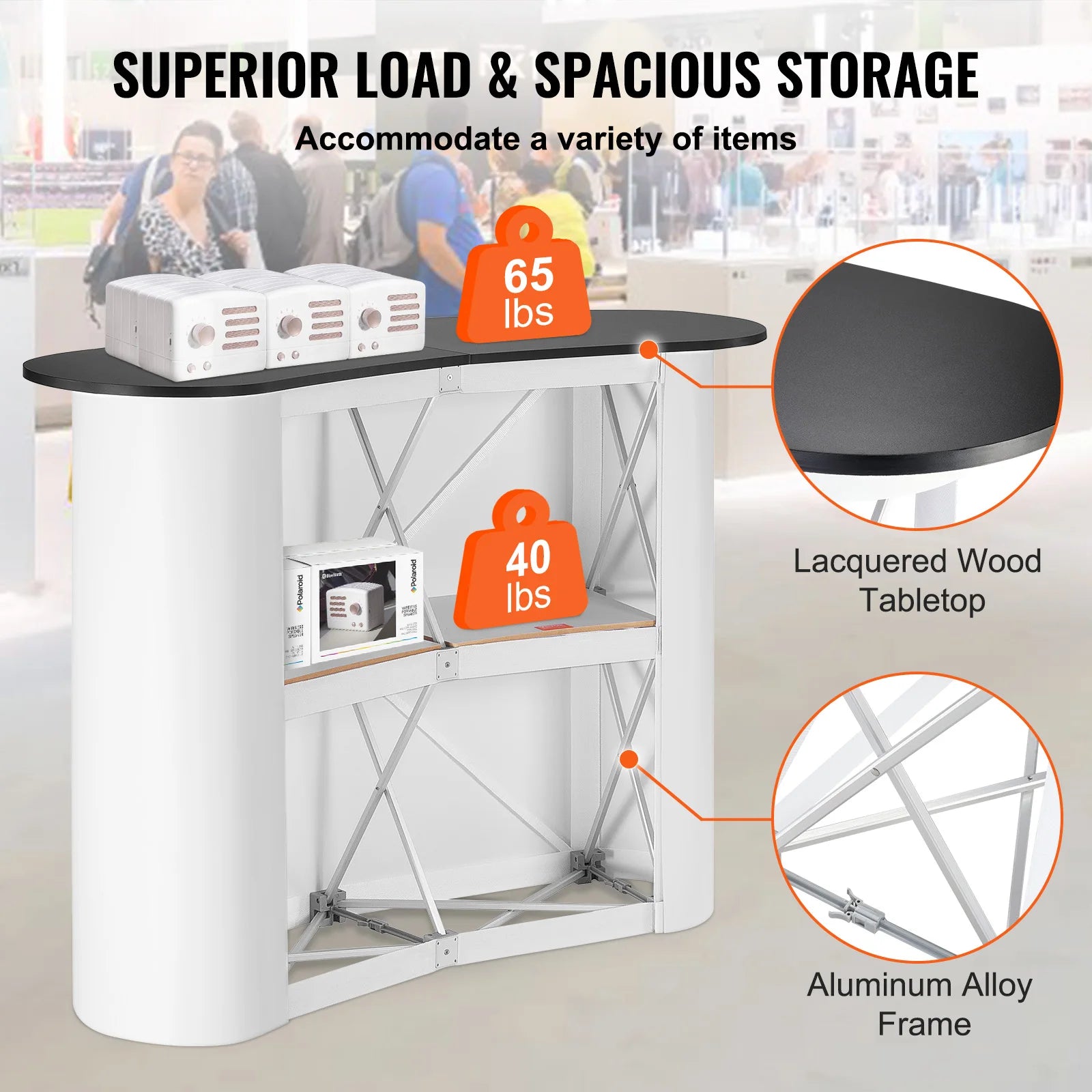 Portable Trade Show Counter Stand Foldable Podium Display Table