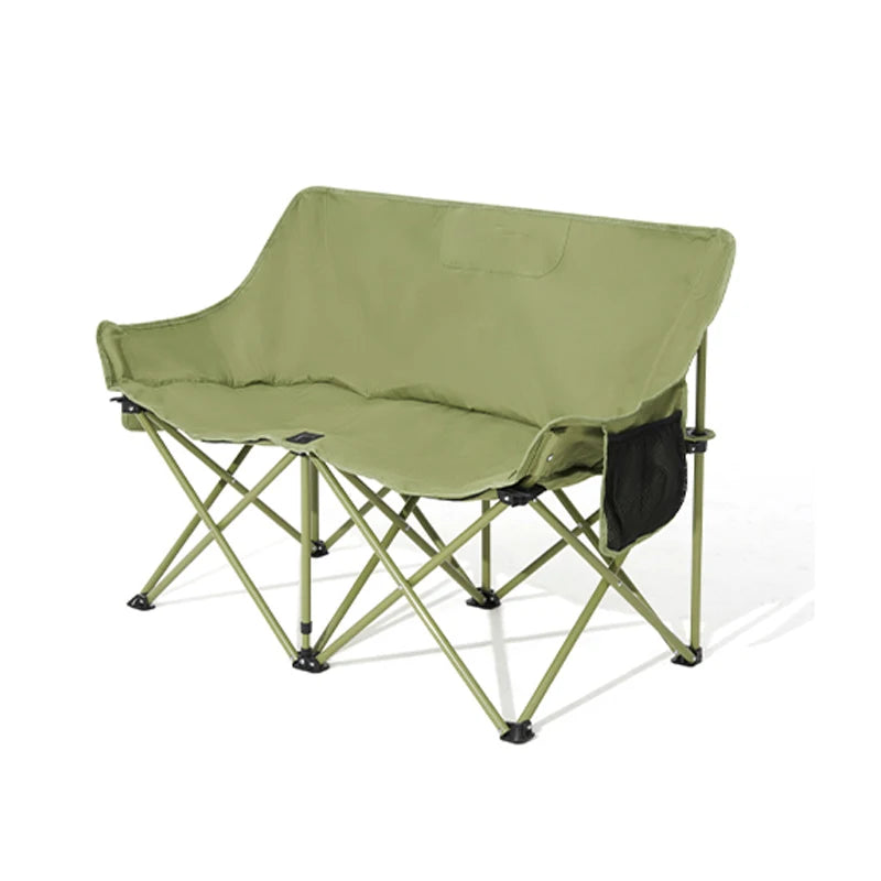 Double Camping Chair for Two with Storage Bags and Backrest
