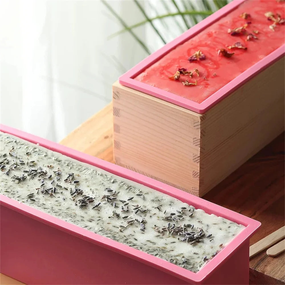 Kit de Fabrico de Sabão Artesanal DIY Corte de Bamboo e Caixa Interior com Molde de Silicone Fio de Aço Inoxidável Cortador Reto e Cortador Ondulado