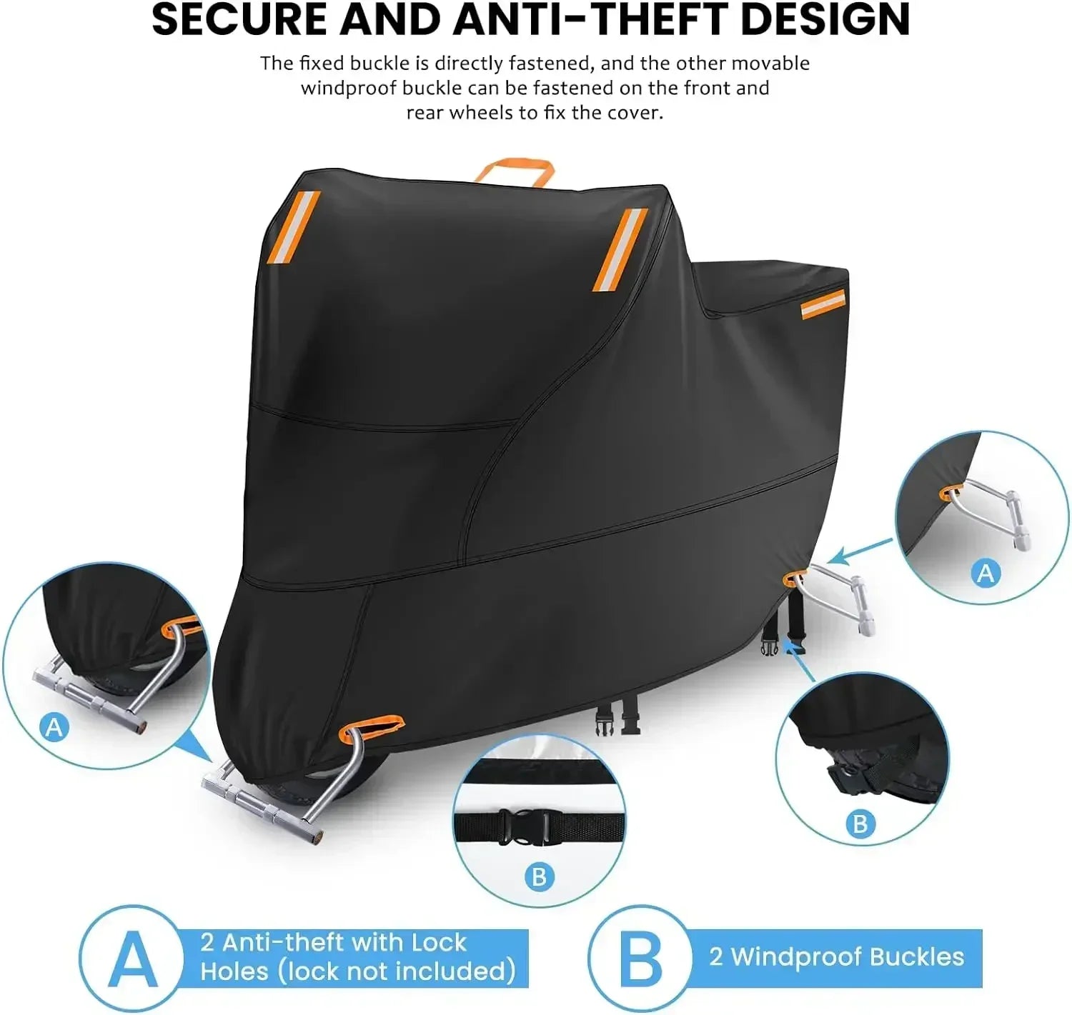 Motorcycle Cover Outdoor Waterproof Motorcycle Tarpaulin Thickened Polyester UV Protective Cover for Motorcycle Scooters