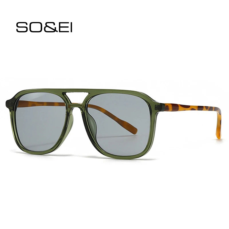 Óculos de sol retro quadrados SO&EI com ponte dupla, UV400