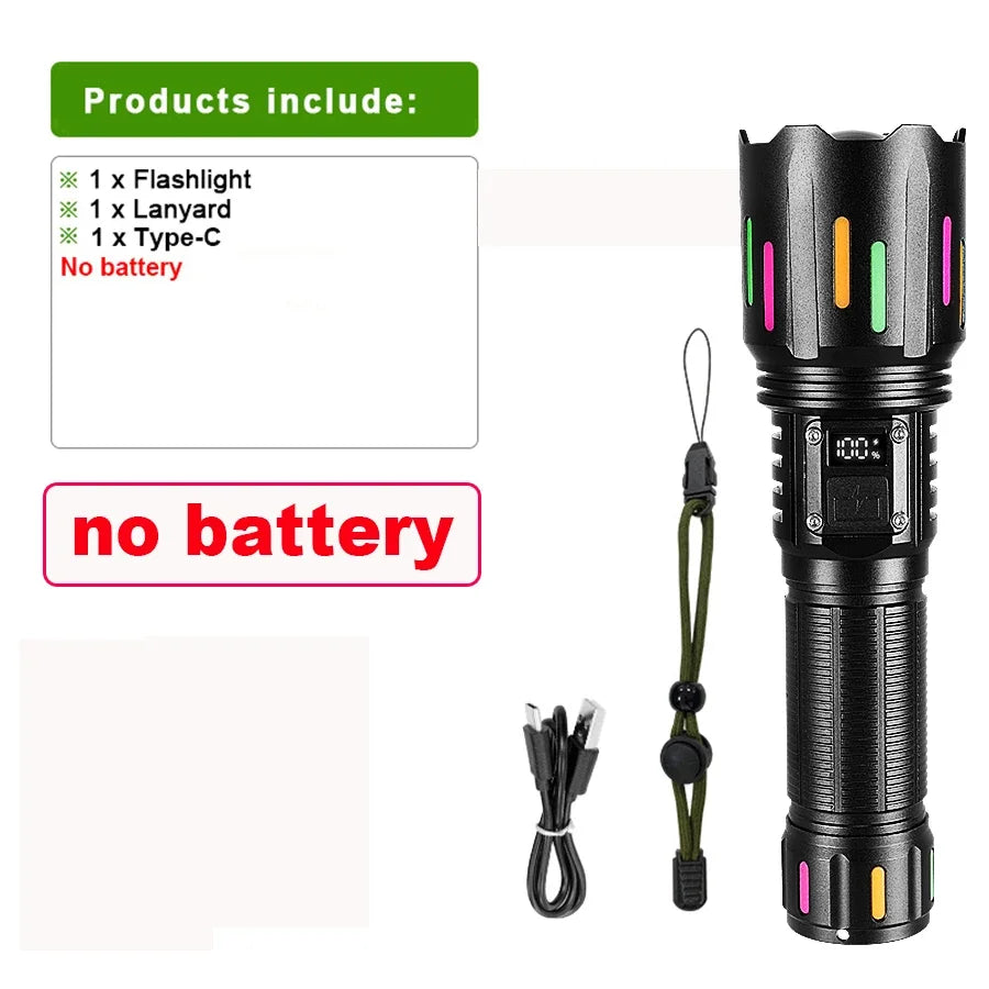 Oppladbar Zoom-lommelykt med batteriindikator