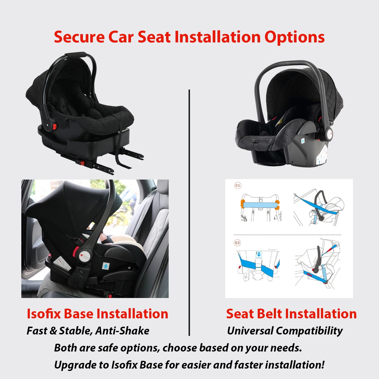 3‑in‑1 Baby Stroller Travel System Pushchair