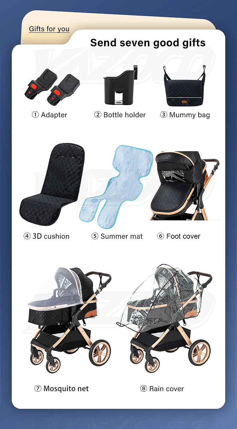 3‑in‑1 Luxury Baby Stroller Travel System