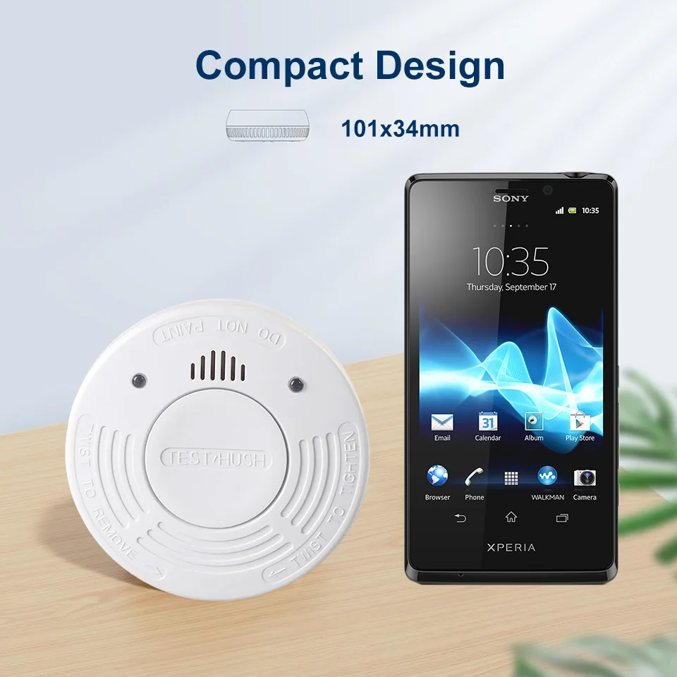 Smoke Detector 10 Year Smoke Sensor Independent Fire Alarm CE EN14604 Certified With CR123A Battery LED Indicator Home Security