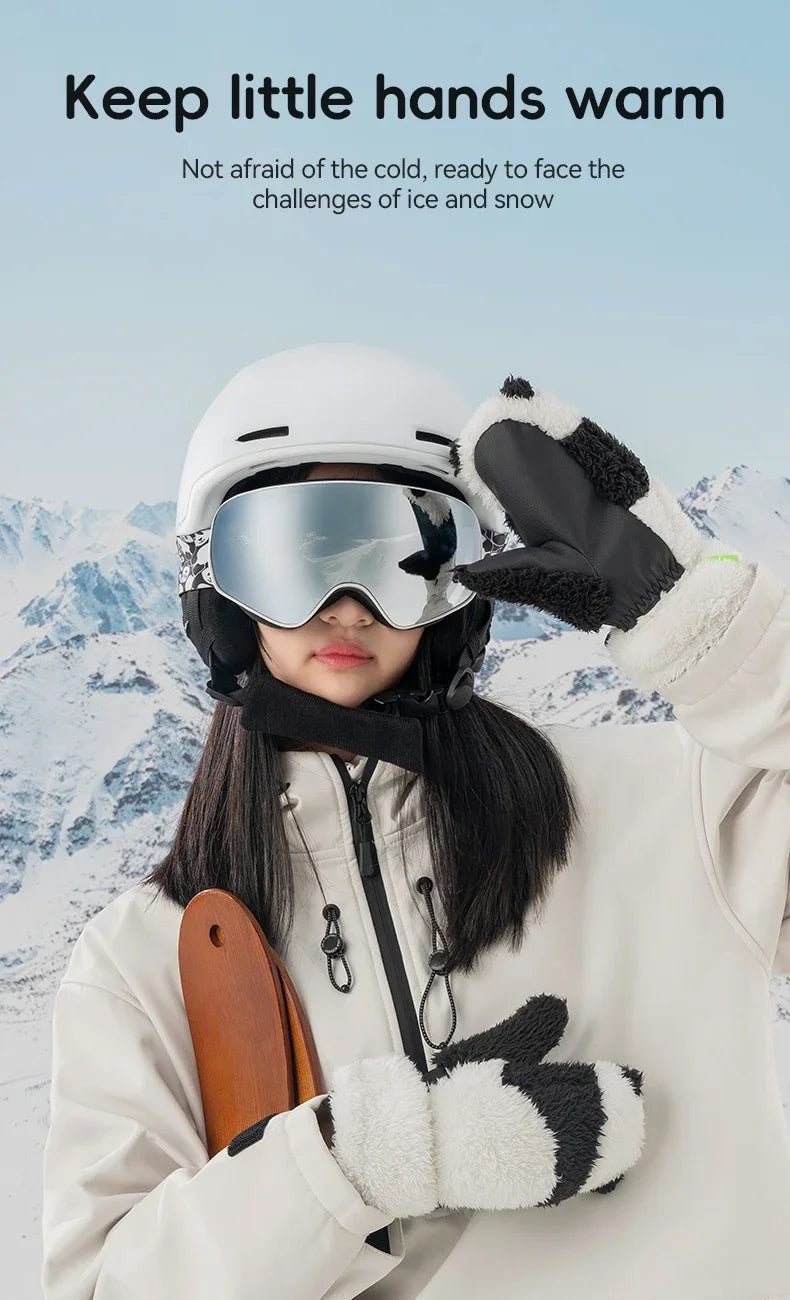 Panda Ski Gloves for Kids & Parents – Warm Winter Grip Gloves