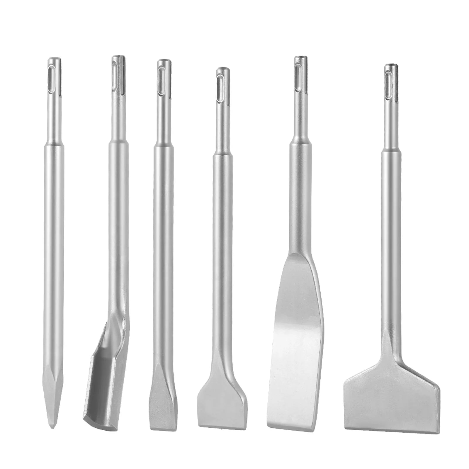 SucceBuy SDS Plus Chisel Set 4/6pcs SDS Plus Rotary Hammer Drill Attachments Includes Point Flat Sharp Edge for Demolition Brick