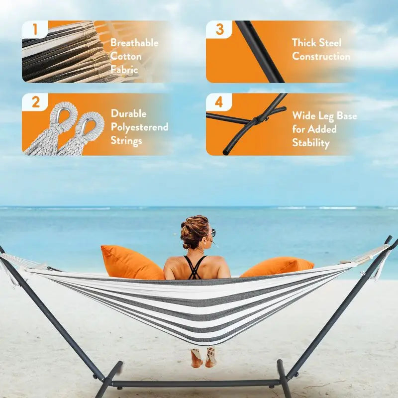 Adjustable Hammock Stand with 600 lb Capacity and Carry Bag