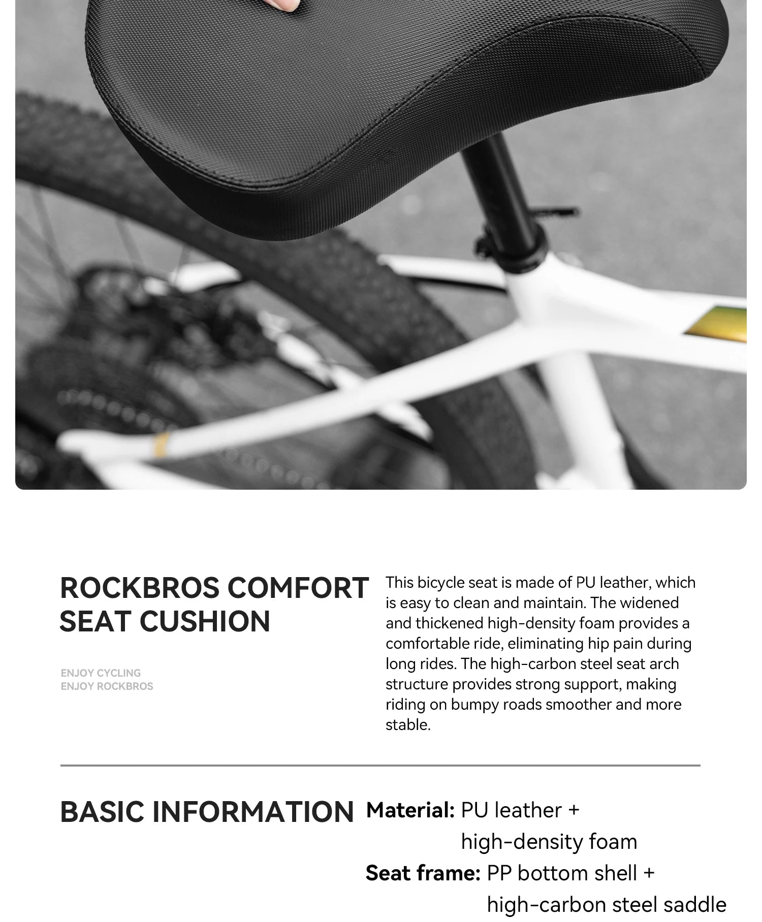 Comfortable Wide Bike Saddle Cushion with Shock Absorbing Foam