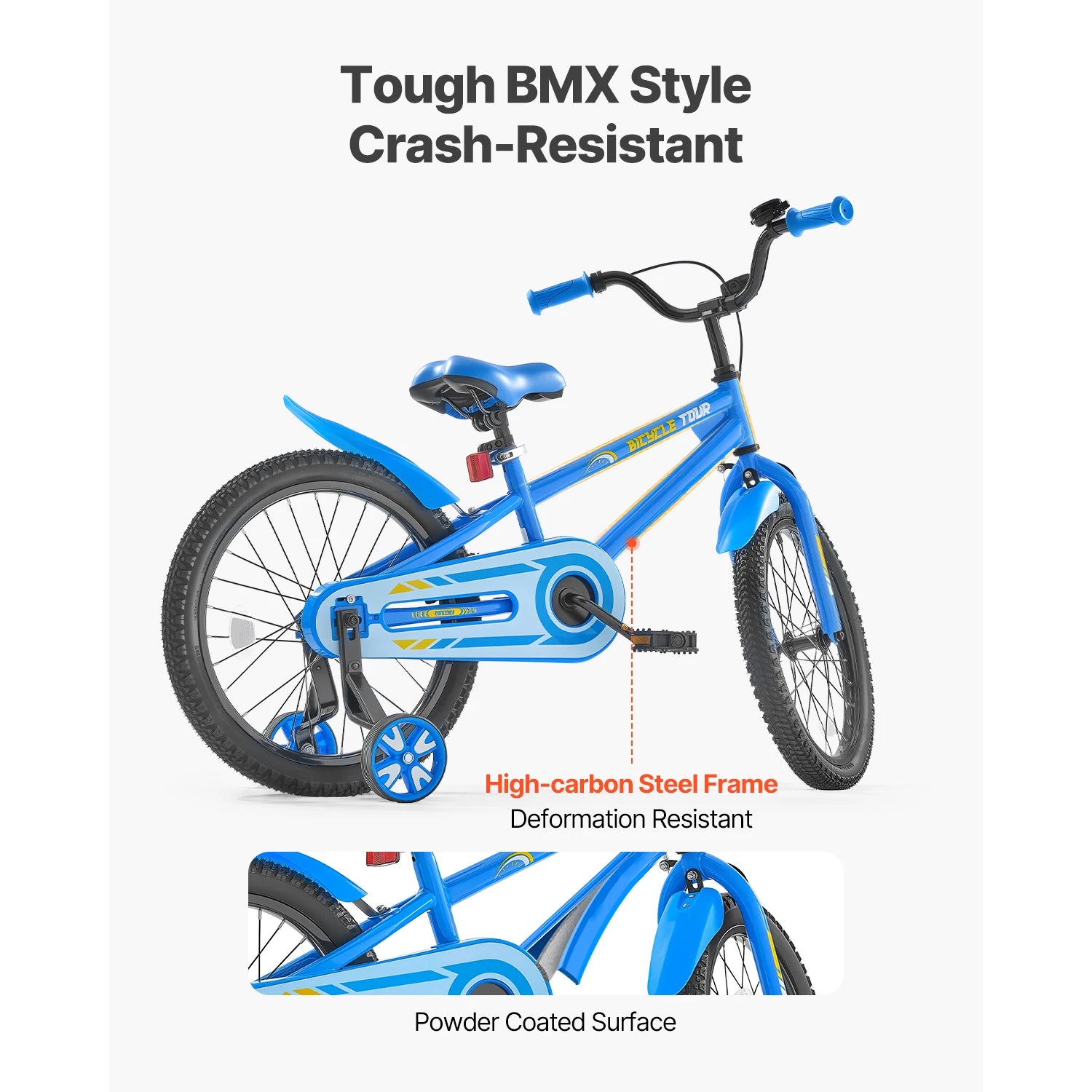 SucceBuy biciclă pentru copii 14/16/18 in, stil BMX, bicicletă pentru copii cu antrenor, bicicletă pentru copii mici, pentru băieți și fete, învățare să pedalare, antrenor de echilibru incluse