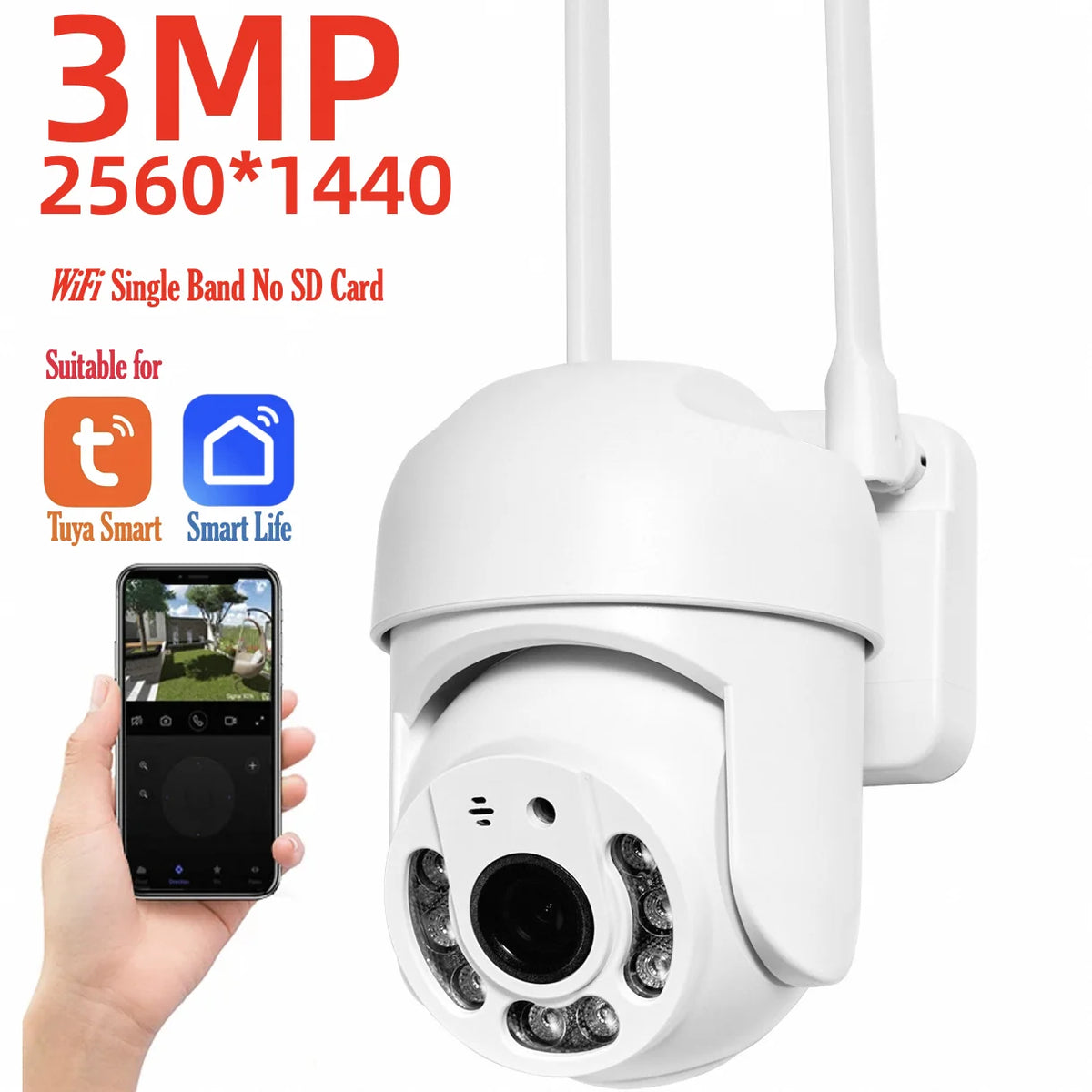 4MP PTZ WiFi Security Camera Outdoor IP66 Waterproof Dual-Band